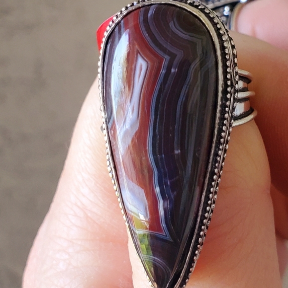 New Crazy Lace Agate 925 Silver Statement Ring. - Picture 7 of 14
